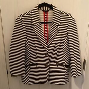 Black and white striped unlined blazer.